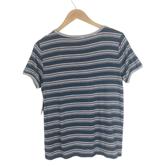 NWT Pink Republic Women's Blue Striped Crew Neck Short Sleeve T Shirt - Picture 10 of 16